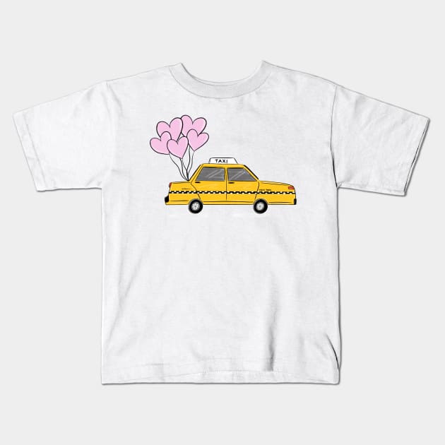 NYC Taxi Cab Kids T-Shirt by The Pretty Pink Studio